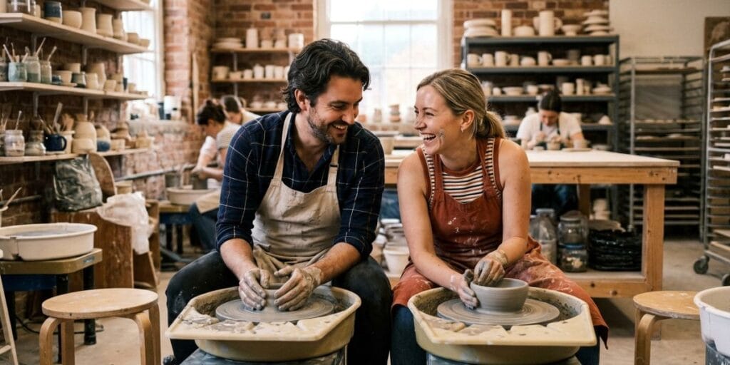 Couple at pottery class