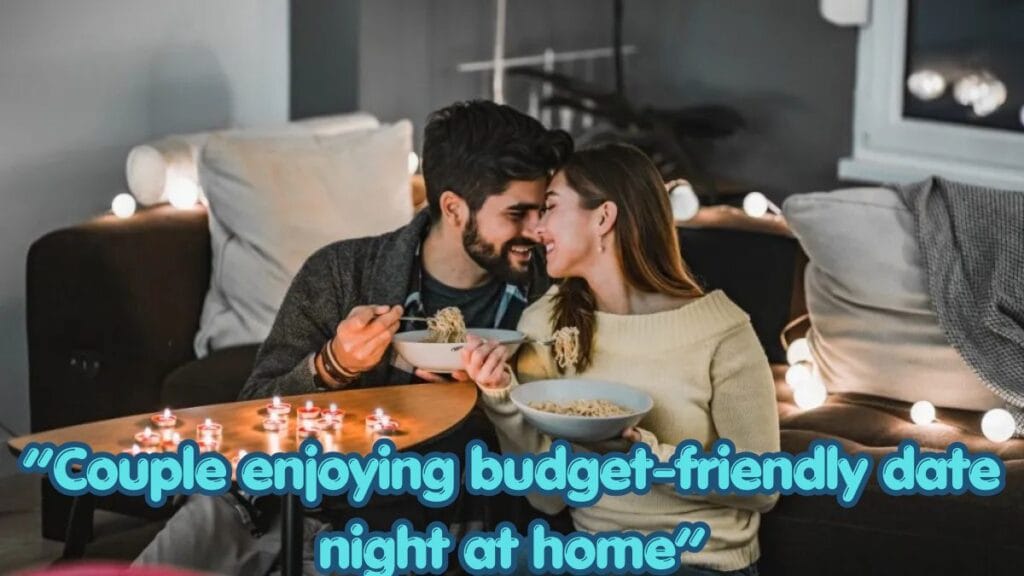 “Couple enjoying budget-friendly date night at home”