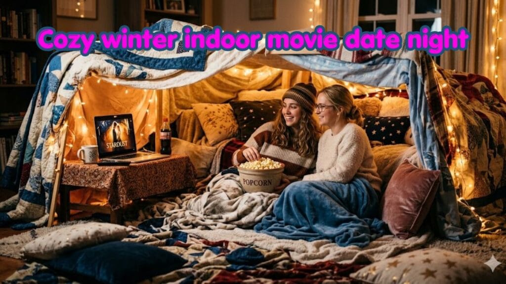 Cozy winter indoor movie date night