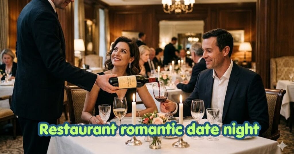 couple dining at a fancy restaurant romantic date night dinner