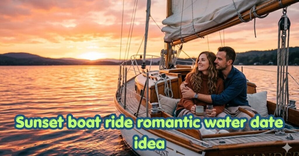 couple on a sunset boat ride romantic water date idea