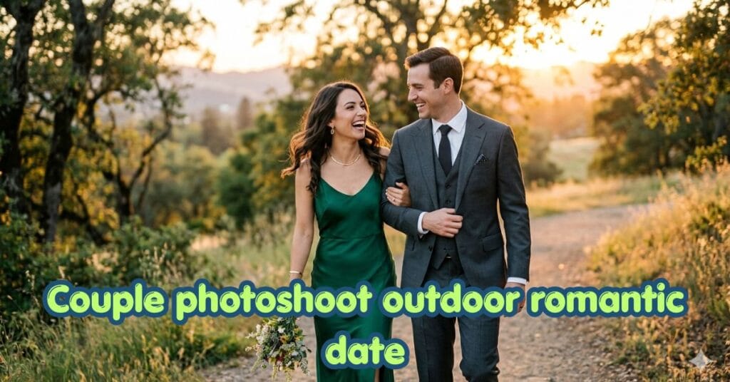 couple photoshoot outdoor romantic date idea golden hour