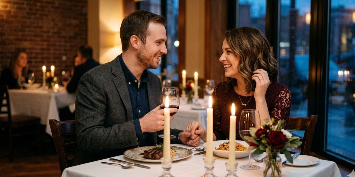 us couple romantic candlelight dinner