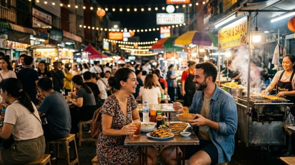 street food date night couple market
